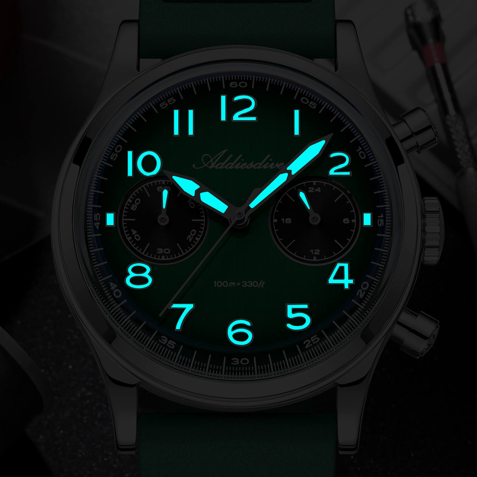 ★SuperDeals★ADDIESDIVE 38mm VK64 Chronograph Watch AD2516