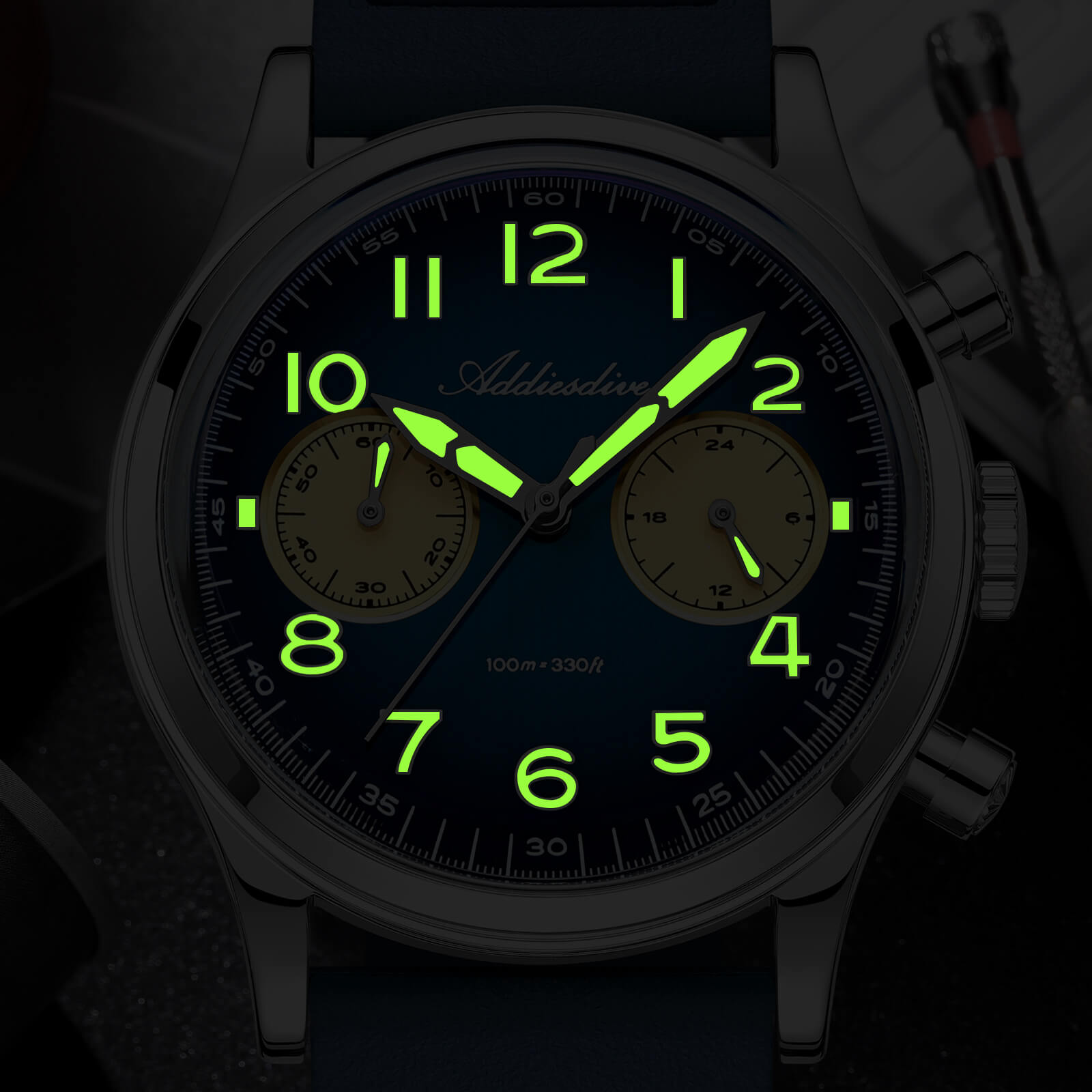 ★SuperDeals★ADDIESDIVE 38mm VK64 Chronograph Watch AD2516