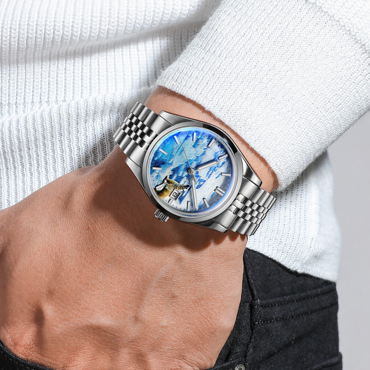 Addiesdive 39mm 3D Glacier Polar Bear Dial Automatic Watch (AD2042)