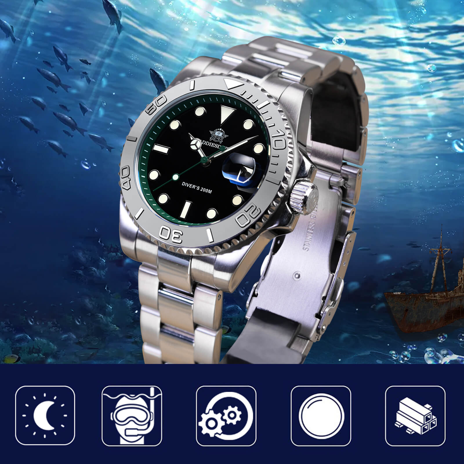 ★India Warehouse★ADDIESDIVE 41mm Sports Quartz Watch Waterproof 200M (AD2040)
