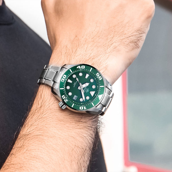 ★Weekly Deal★ADDIESDIVE® Sumo Green Professional Dive Watch for Men 44.5mm (MY-H10) Black/Green/Blue Dial