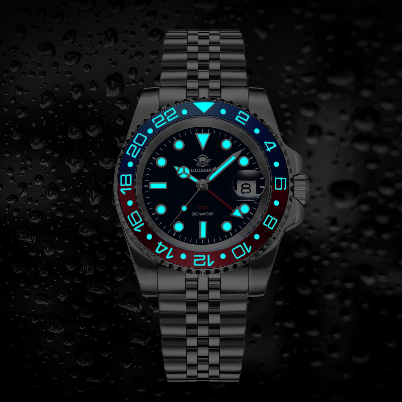 U.S. Warehouse -ADDIESDIVE Water Ghost Luxury Dive Watch GMT Quartz Watch AD2050-with Calendar