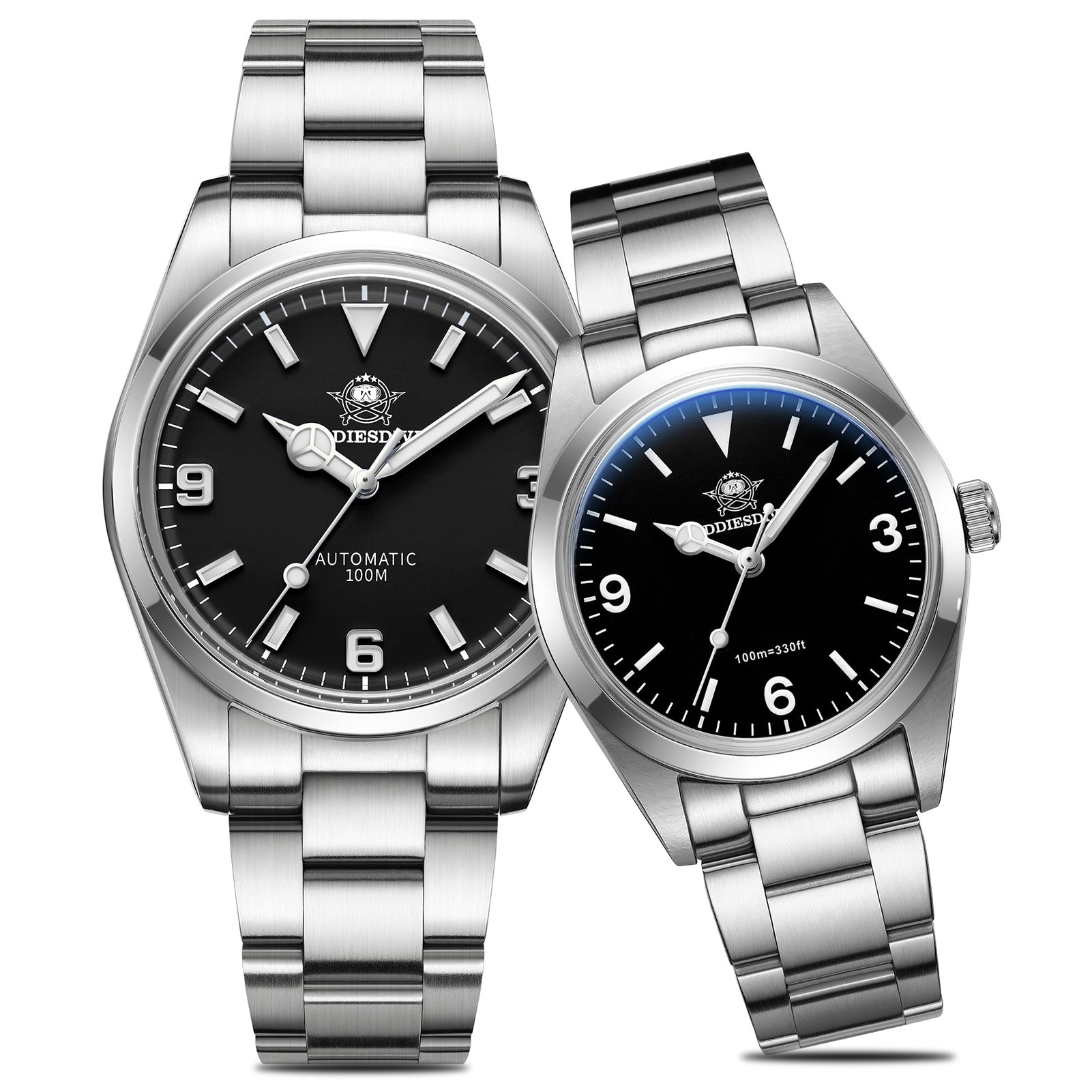 Couple’s Classic: 39mm Black Automatic and 36mm Black Quartz Watches