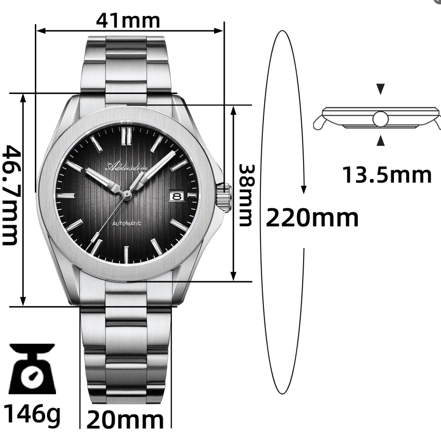 ★SuperDeals★ADDIESDIVE 38mm NH35 Automatic Watch AD2080