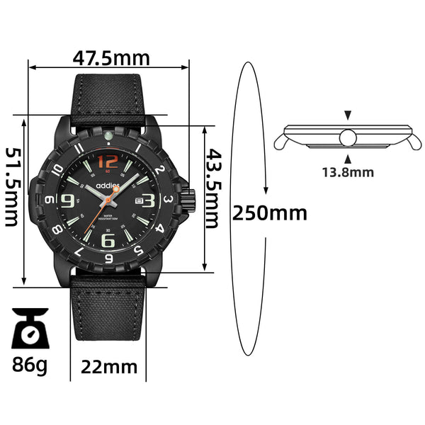 ADDIES Sporty Quartz Watch MY-057 , 50m Waterproof