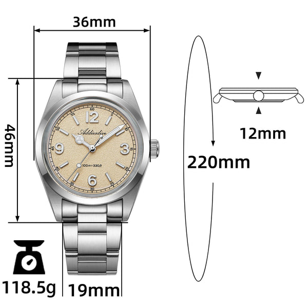 ADDIESDIVE 36mm VH31 Quartz Field Watch AD2518