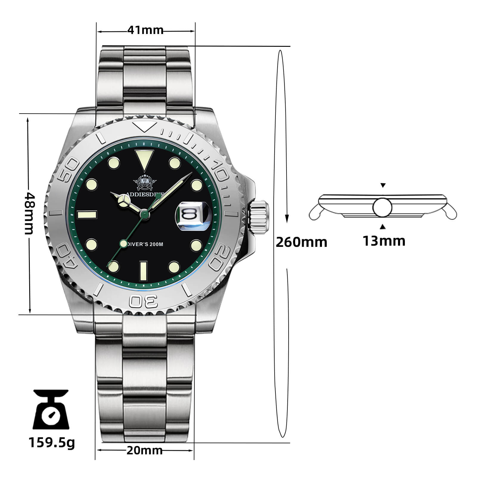 ★India Warehouse★ADDIESDIVE 41mm Sports Quartz Watch Waterproof 200M (AD2040)