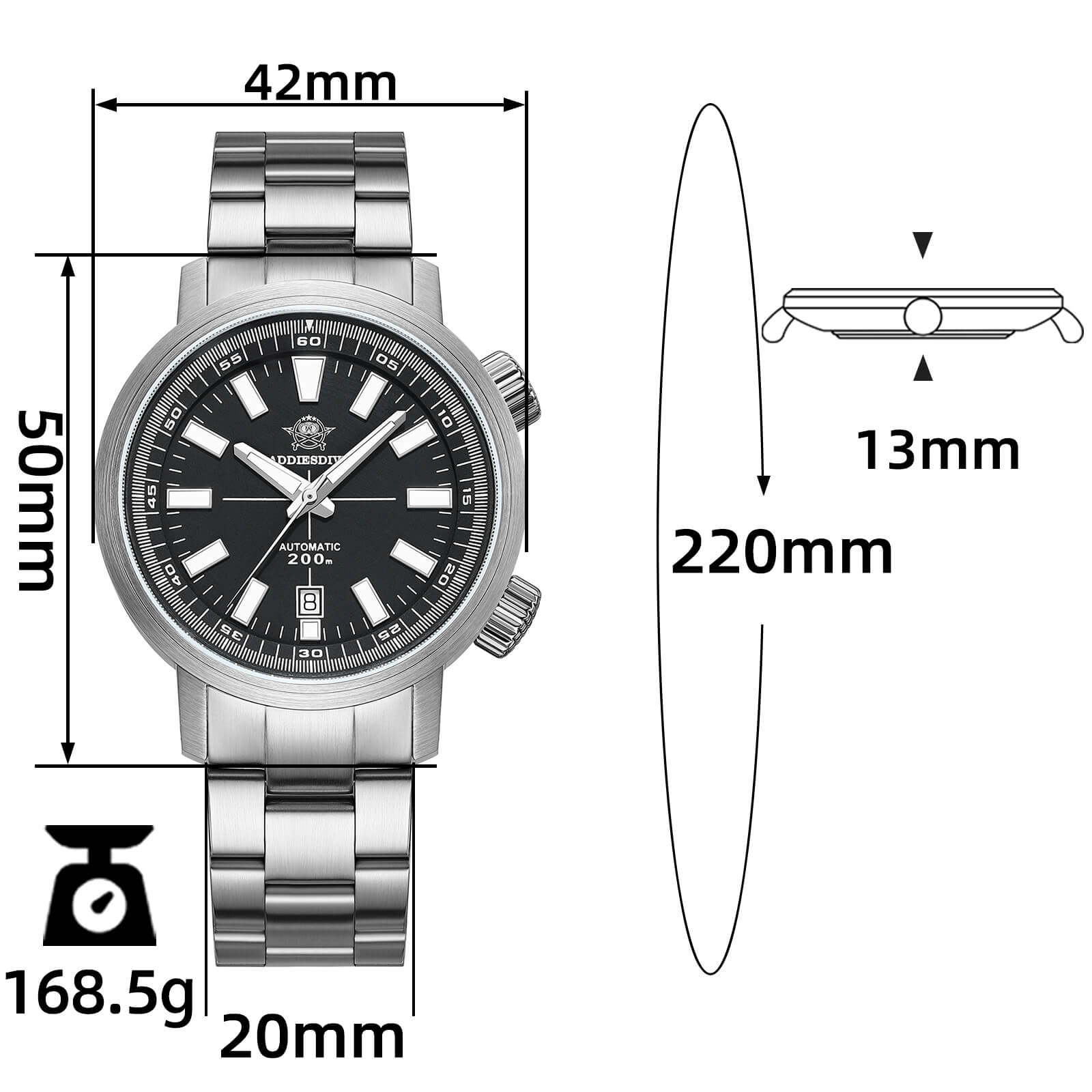 Addiesdive Dual Crown Captain Willard 6105 Homage AD2093
