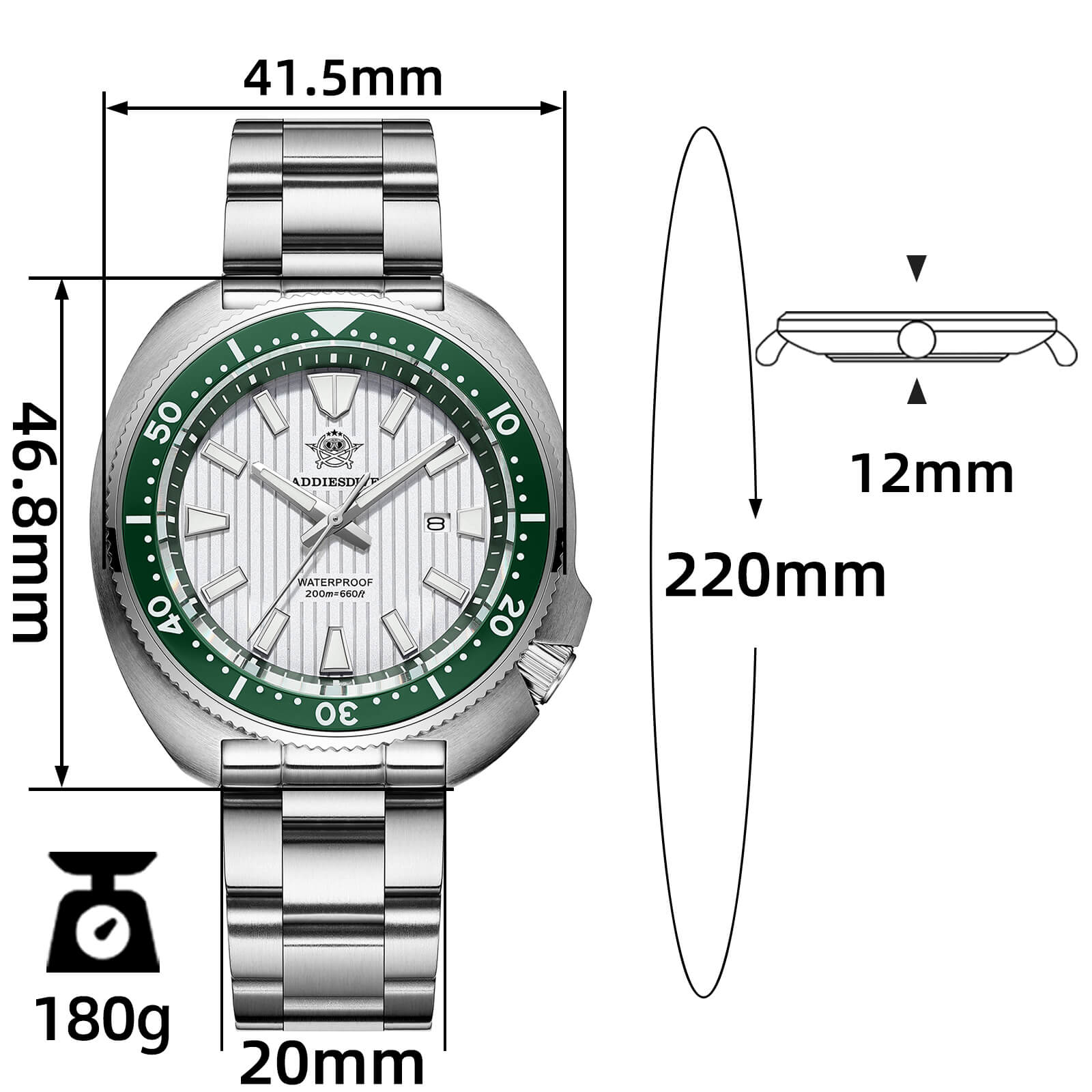 ★Weekly Deal★Addiesdive Turtle Quartz Diver Men Watch AD2507