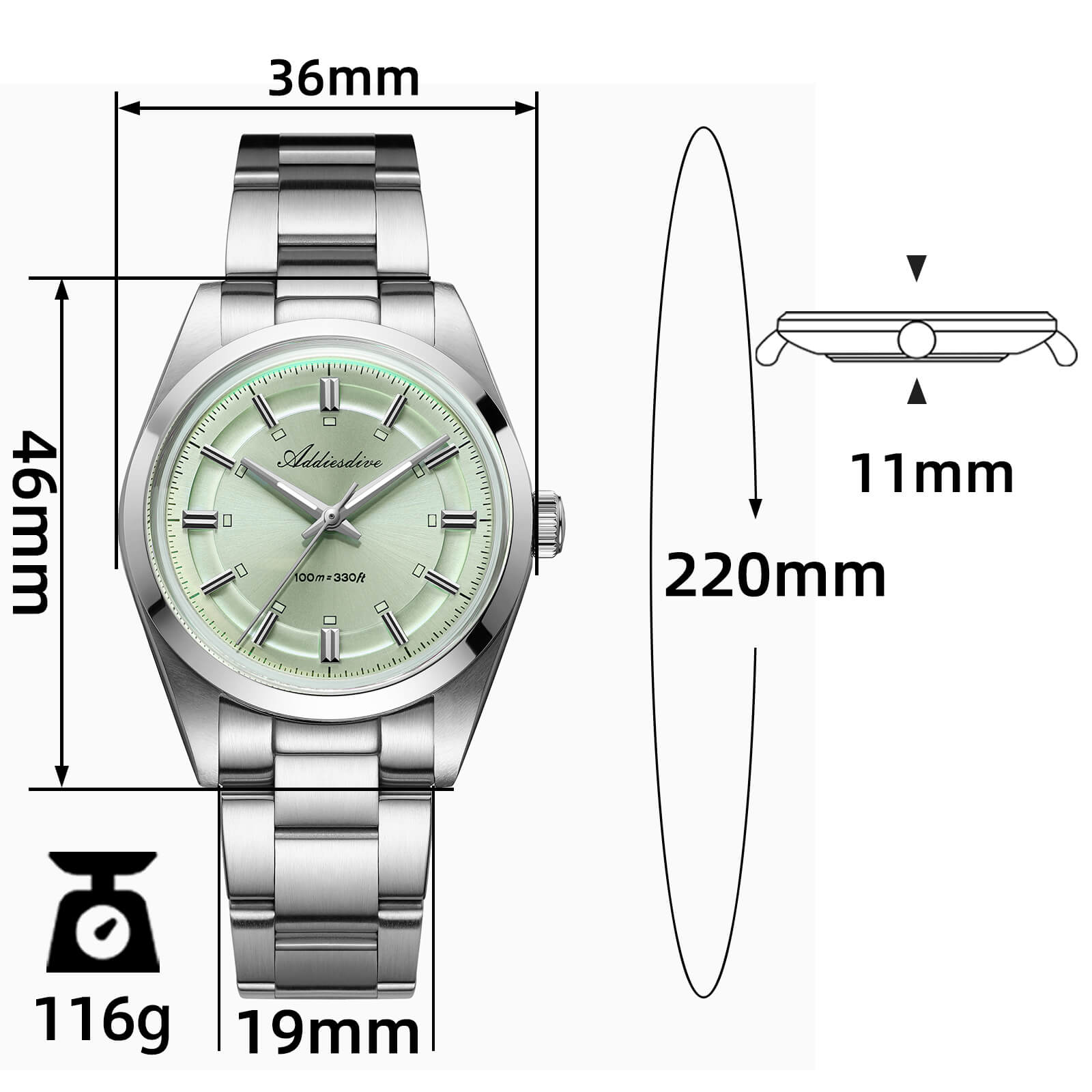 Addiesdive 36mm VH31 Explorer Style Watch AD2515