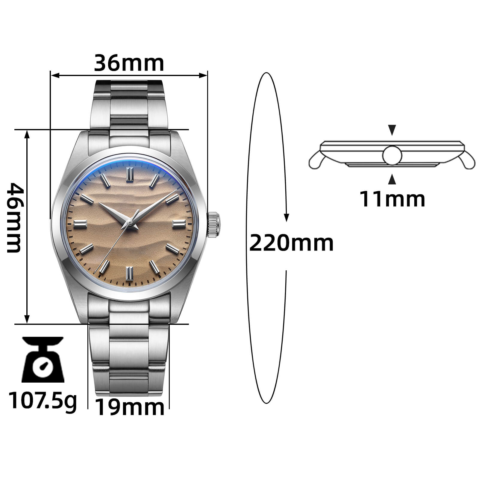 ★India Warehouse★ADDIESDIVE 36mm Quartz Watch without Logo VH31 Movement (AD2030)