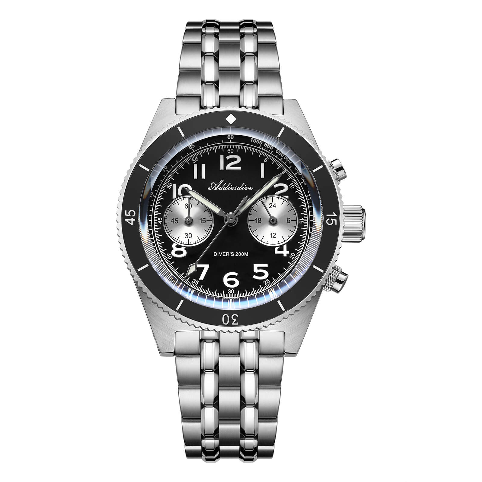 EU Warehouse-ADDIESDIVE 41mm Panda Dial Quartz Chronograph Watch VK64(AD2034)