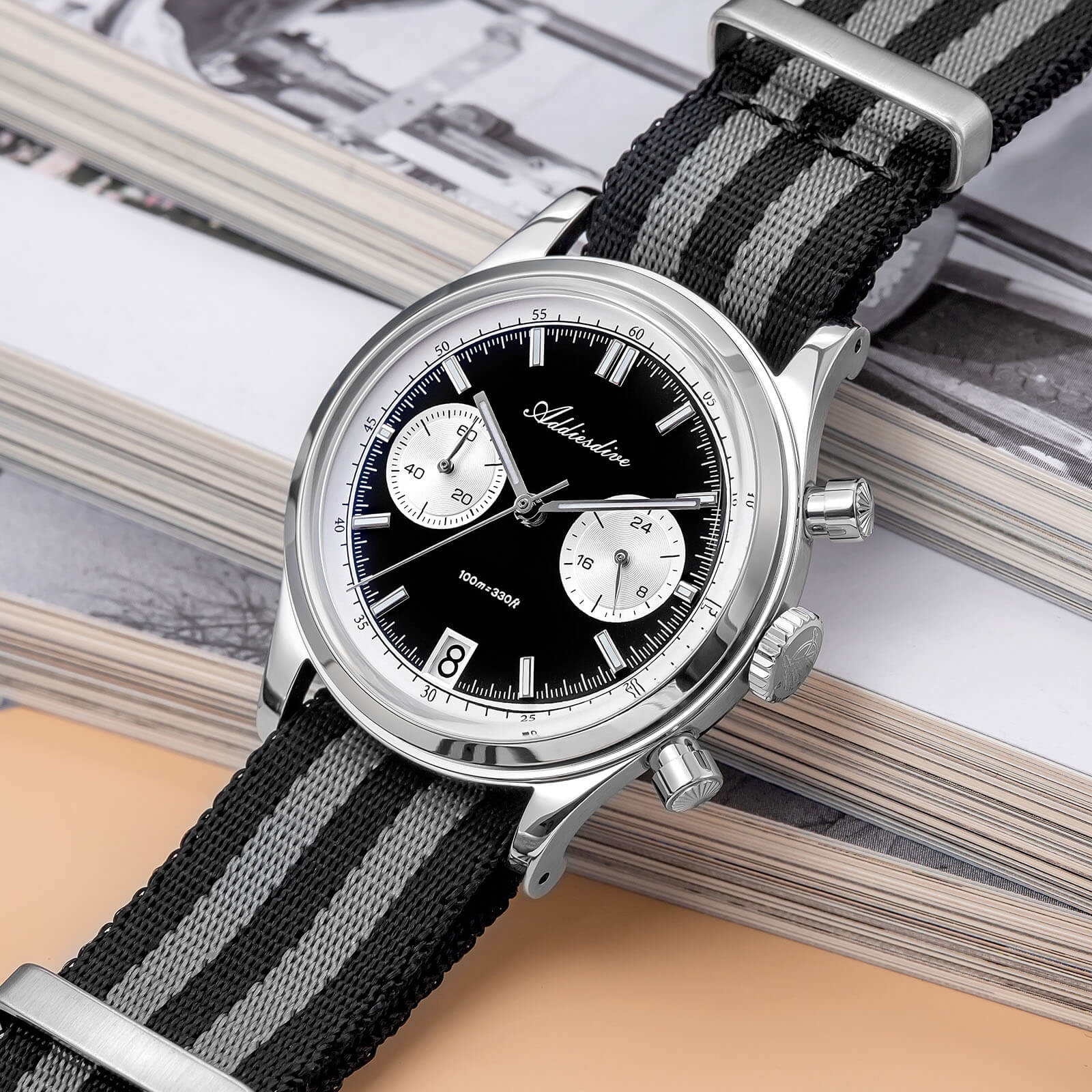 ★Halloween Sale★ADDIESDIVE 38mm VK64 Chronograph Watch AD2095