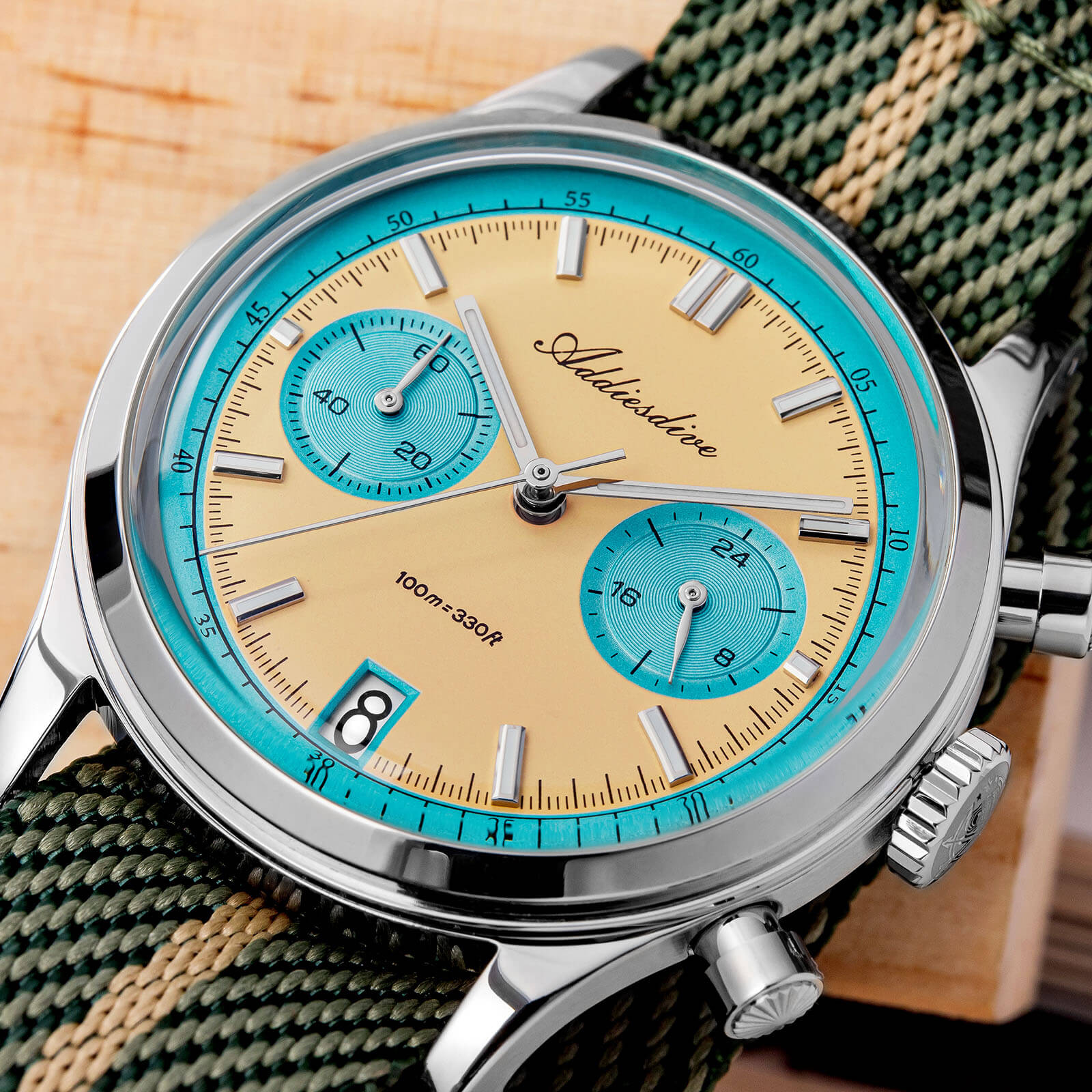 ★Halloween Sale★ADDIESDIVE 38mm VK64 Chronograph Watch AD2095