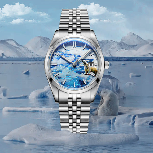 Addiesdive 39mm 3D Glacier Polar Bear Dial Automatic Watch (AD2042)