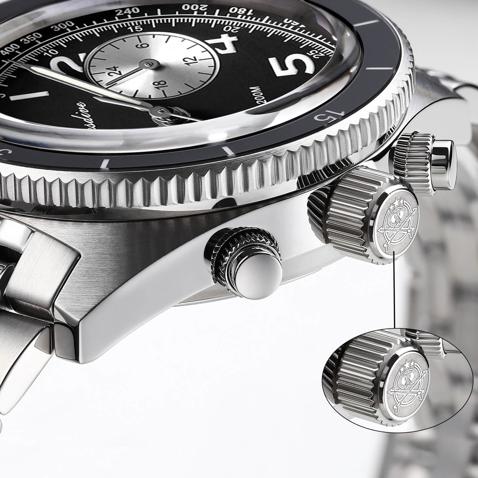 EU Warehouse-ADDIESDIVE 41mm Panda Dial Quartz Chronograph Watch VK64(AD2034)