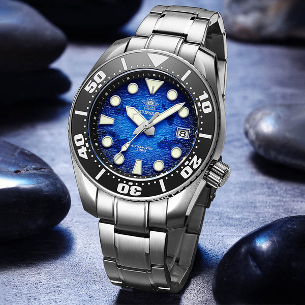 ★Weekly Deal★ADDIESDIVE 44.5mm Diver Watch for Men Unique Blue Dial 200M (AD2102)