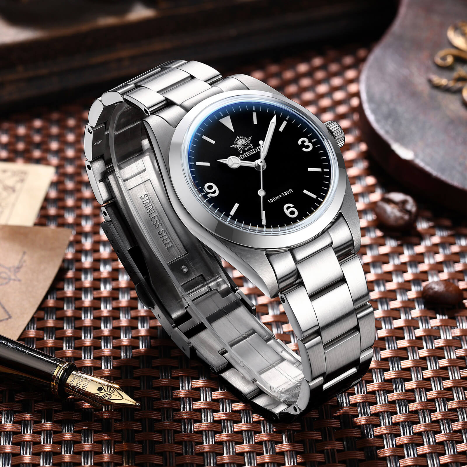 Couple’s Classic: 39mm Black Automatic and 36mm Black Quartz Watches