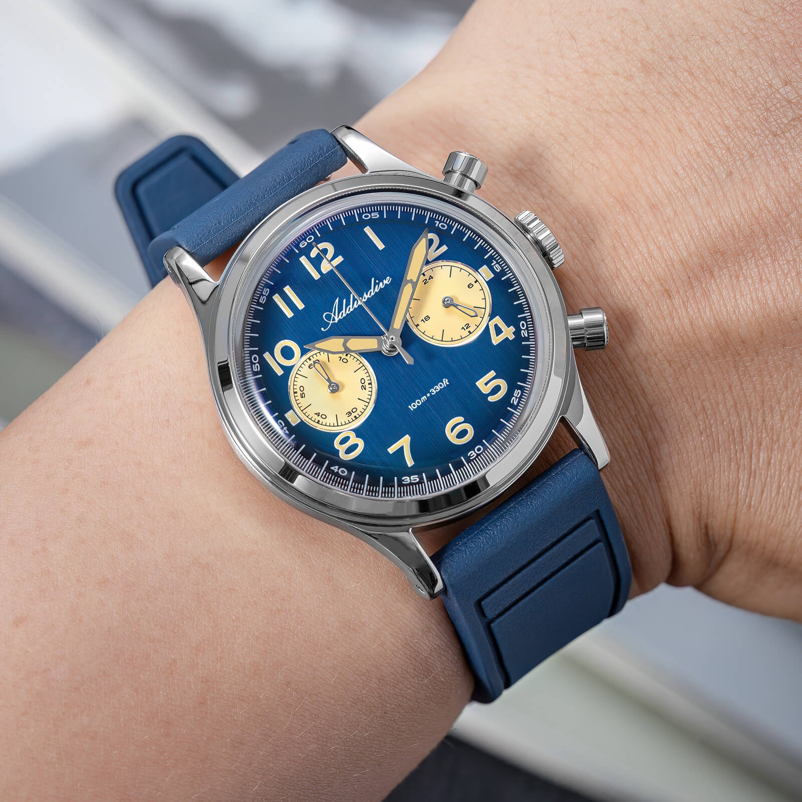★SuperDeals★ADDIESDIVE 38mm VK64 Chronograph Watch AD2516