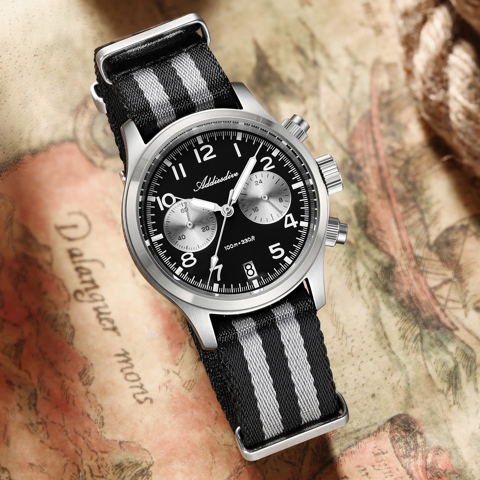 ADDIESDIVE 39mm VK64 AD2538 Chronograph Watch