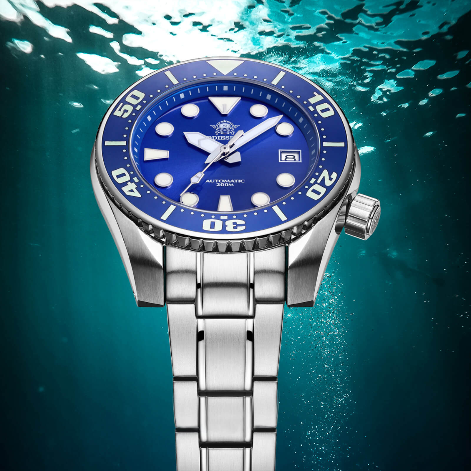 ★Weekly Deal★ADDIESDIVE® Sumo Green Professional Dive Watch for Men 44.5mm (MY-H10) Black/Green/Blue Dial