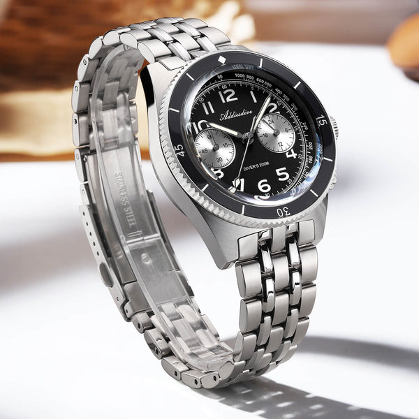 EU Warehouse-ADDIESDIVE 41mm Panda Dial Quartz Chronograph Watch VK64(AD2034)
