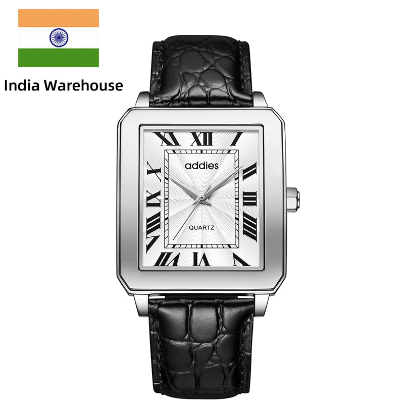 ★India Warehouse★ADDIES Men's Quartz Analog Watch with Square Dial Leather Strap(MY-RM05)