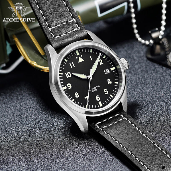 <Sterile Version>ADDIESDIVE® Black Dail Elegant Men Automatic Watch Diver 200M (H2)