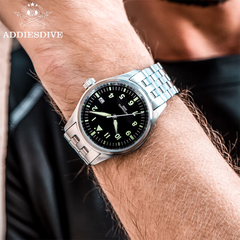 <Sterile Version>ADDIESDIVE® Black Dail Elegant Men Automatic Watch Diver 200M (H2)