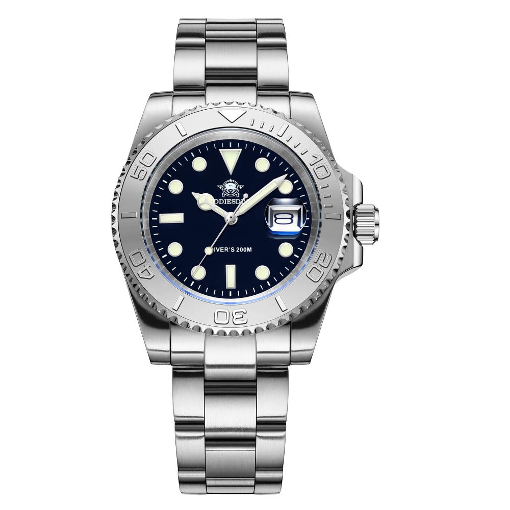 ADDIEDIVE Orologio Subacqueo Uomo 41mm – Quarzo Giapponese 2115, Impermeabile 200m, Lunetta Girevole Unidirezionale In Acciaio, Quadrante Nero Luminoso
