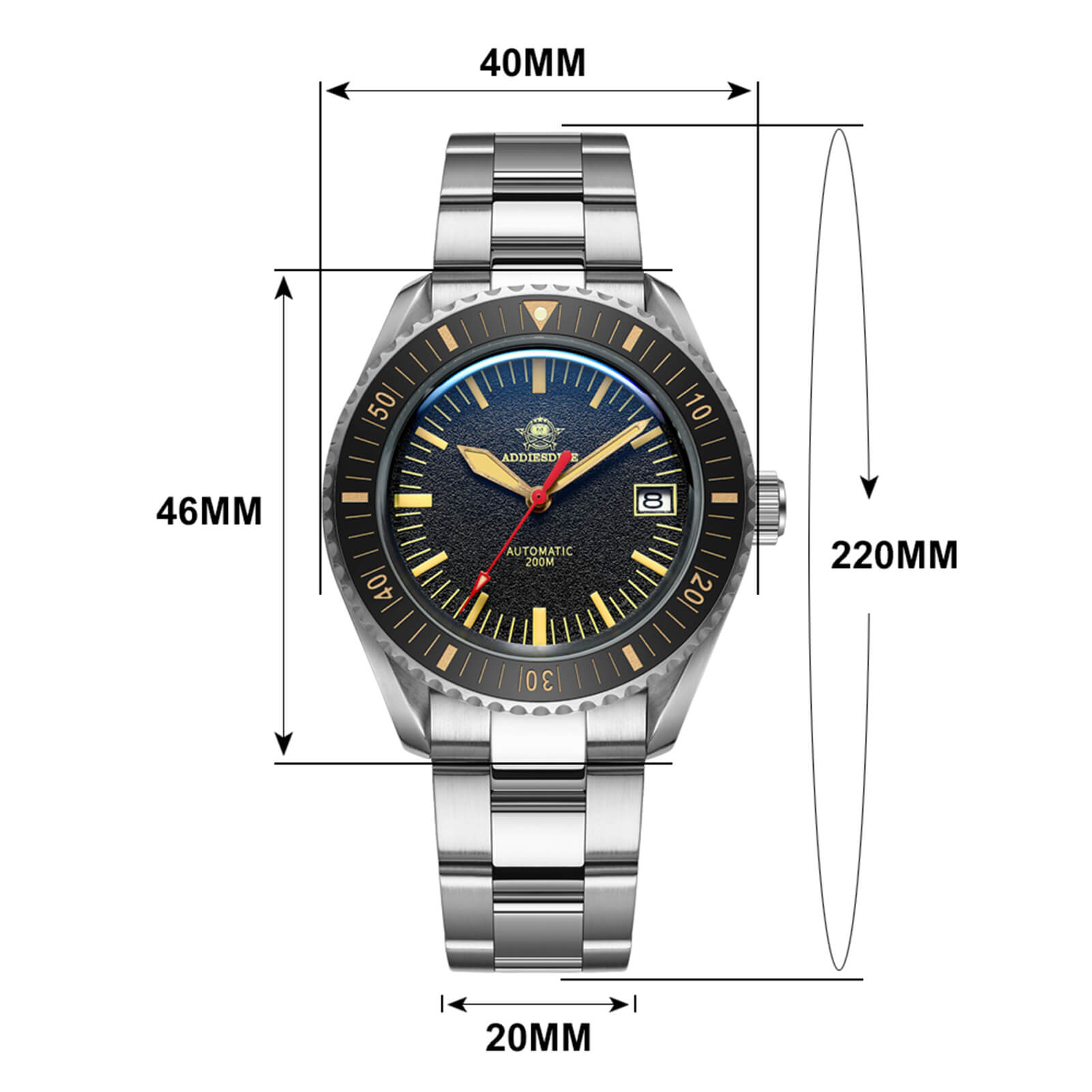 divers watch size