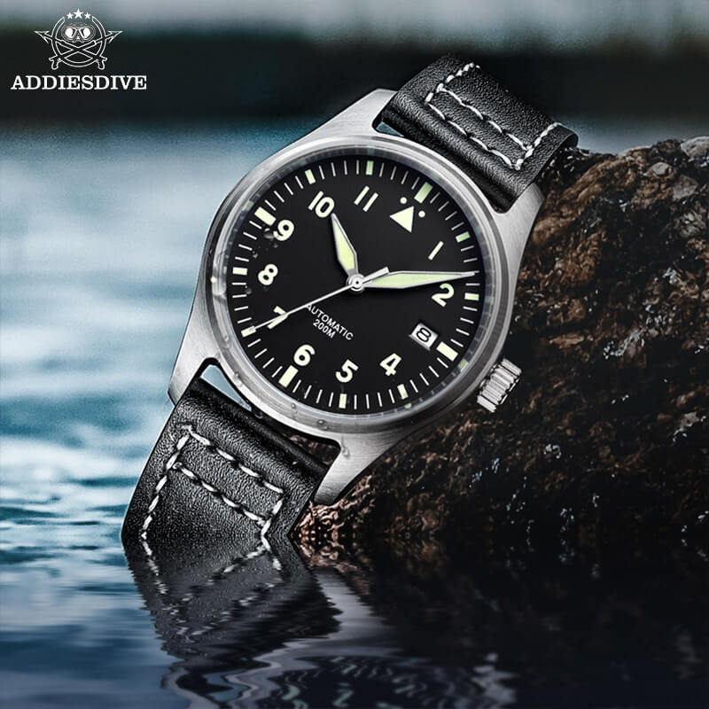 <Sterile Version>ADDIESDIVE® Black Dail Elegant Men Automatic Watch Diver 200M (H2)