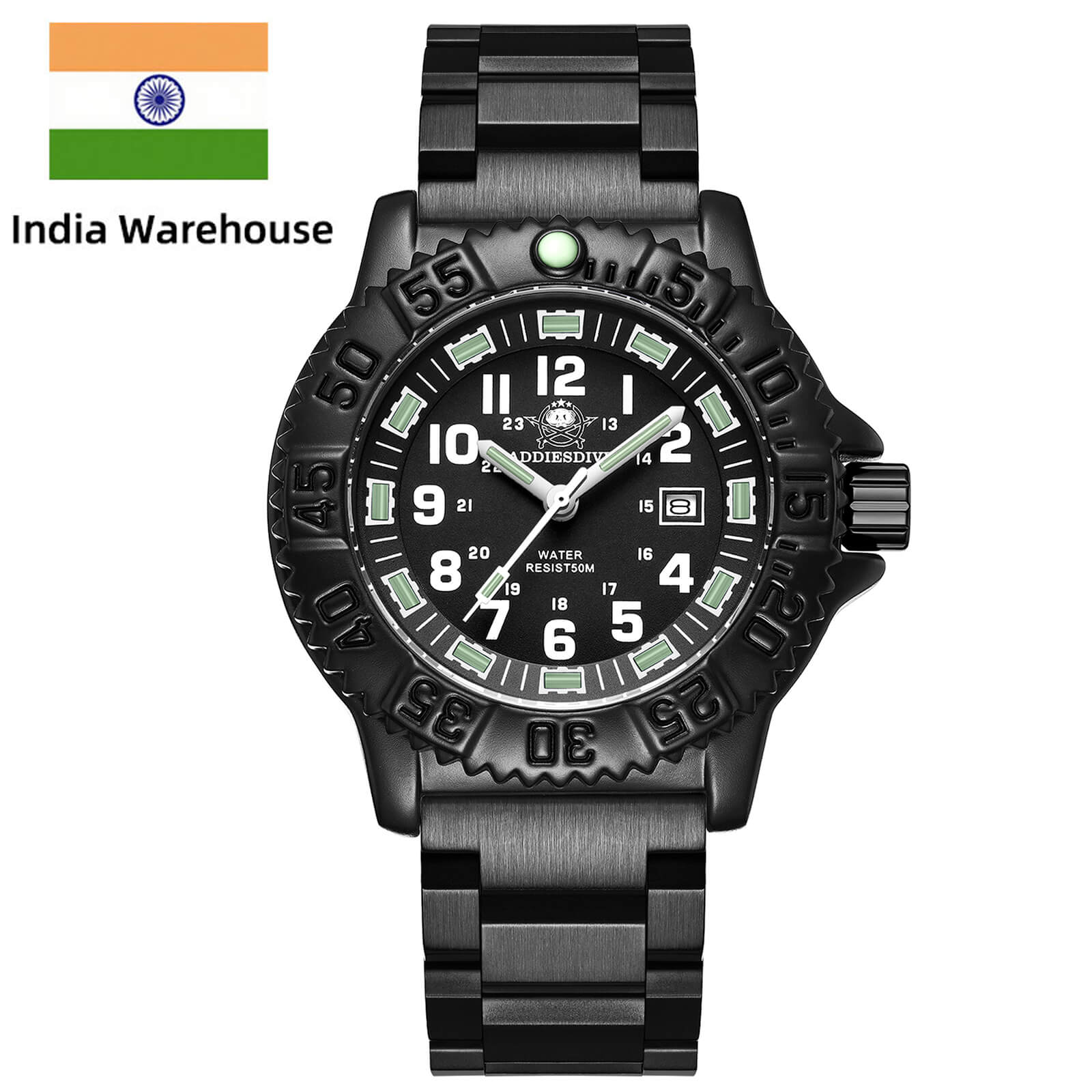 ★India Warehouse★Addiesdive Sports Outdoor Military Watch Men's Quartz Watch 50 Meters Waterproof (050s)
