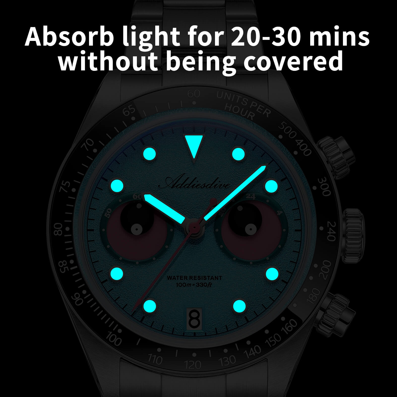 ADDIESDIVE 40mm VK64 Quartz Chronograph Eye Dial Watch AD2557