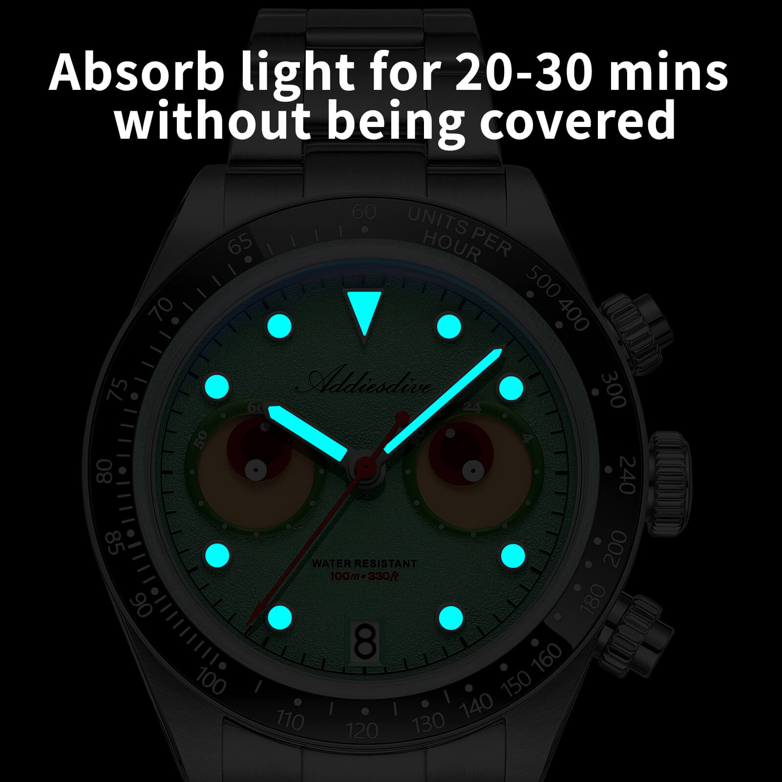 ADDIESDIVE 40mm VK64 Quartz Chronograph Eye Dial Watch AD2557