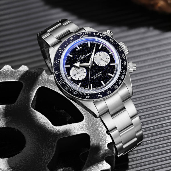 ADDIESDIVE 40mm Blue Goldstone Dial VK64 Chronograph Watch AD2558