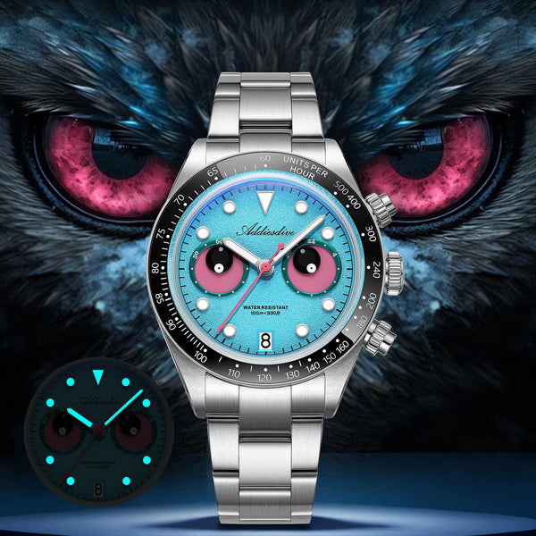 ADDIESDIVE 40mm VK64 Quartz Chronograph Eye Dial Watch AD2557
