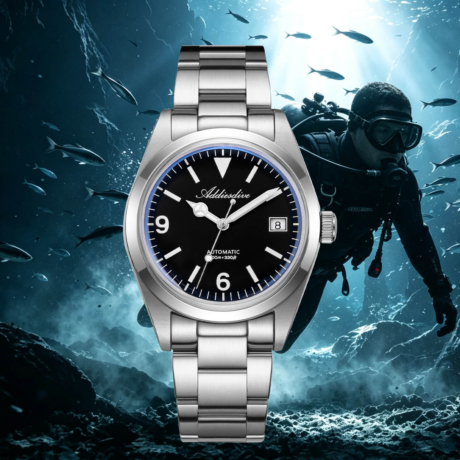 ADDIESDIVE 36mm ST2130 Automatic Explorer Style Sapphire Bubble Crystal Watch AD2556