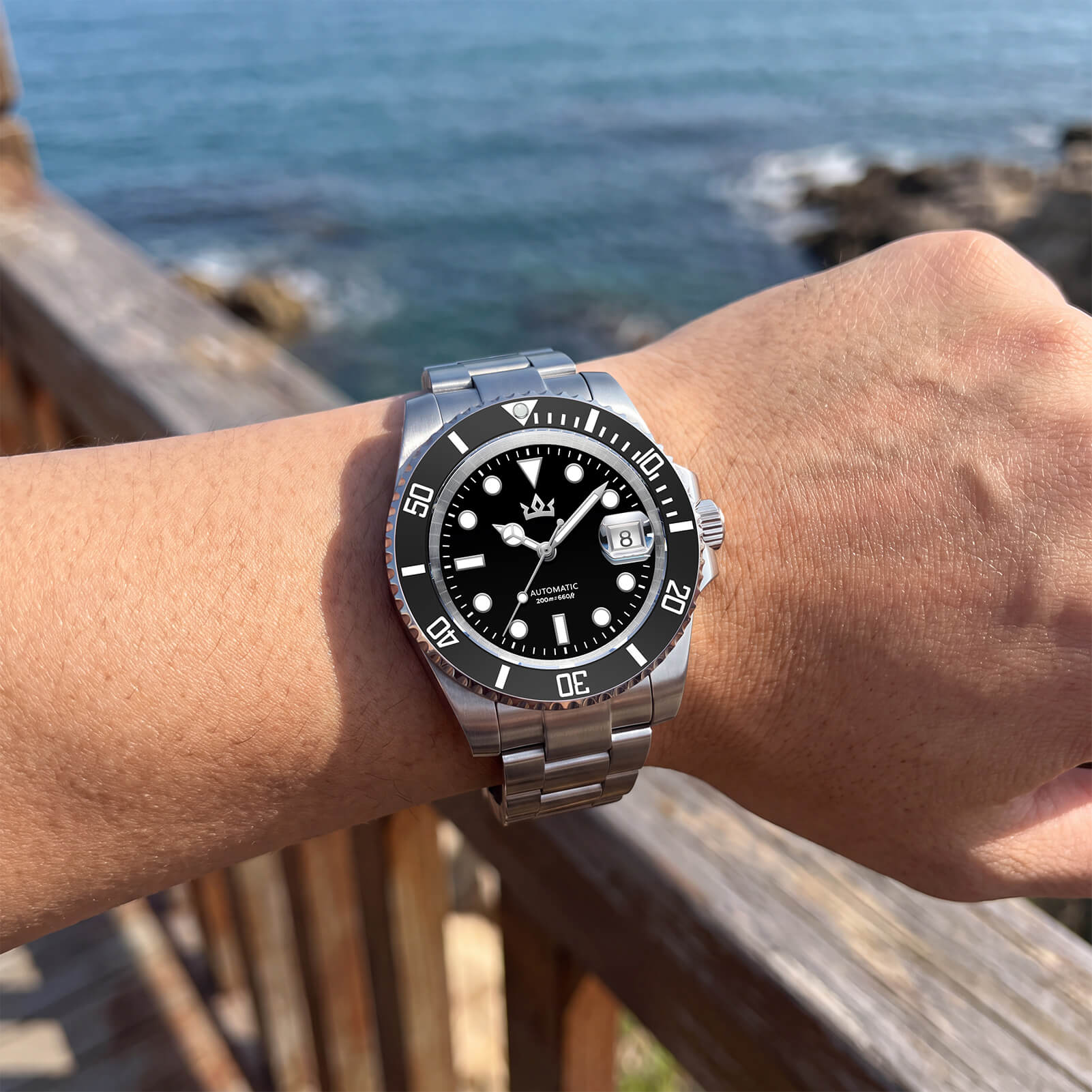 🔥Halloween Sale🔥AddiesKIN 40mm Sardonyx Stone Dial Ceramic Bezel ST2130 Luxury Automatic Dive Watch K012
