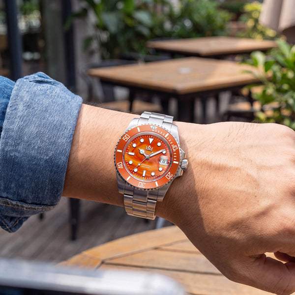 🔥Halloween Sale🔥AddiesKIN 40mm Sardonyx Stone Dial Ceramic Bezel ST2130 Luxury Automatic Dive Watch K012