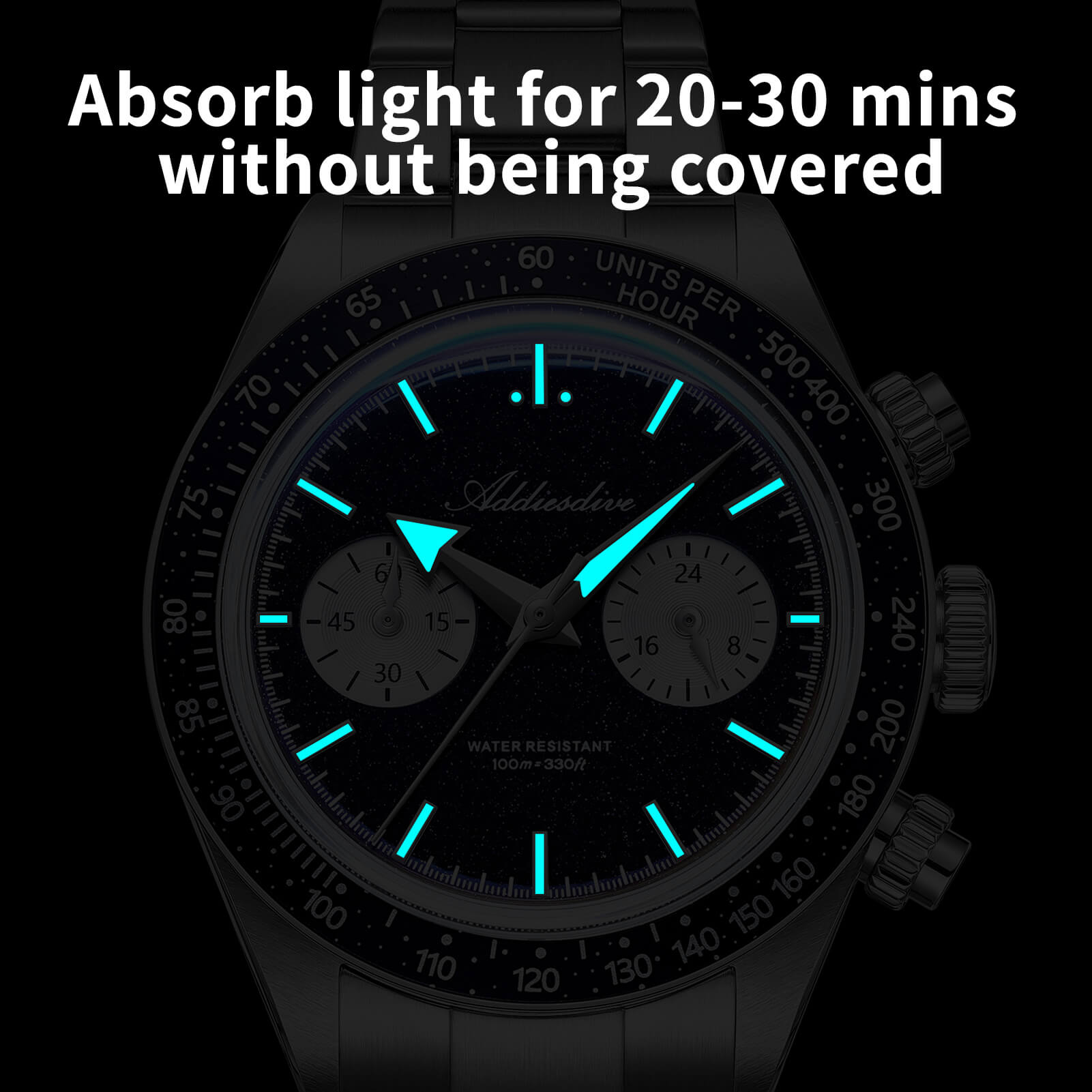 ADDIESDIVE 40mm Blue Goldstone Dial VK64 Chronograph Watch AD2558