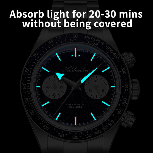 ADDIESDIVE 40mm Blue Goldstone Dial VK64 Chronograph Watch AD2558