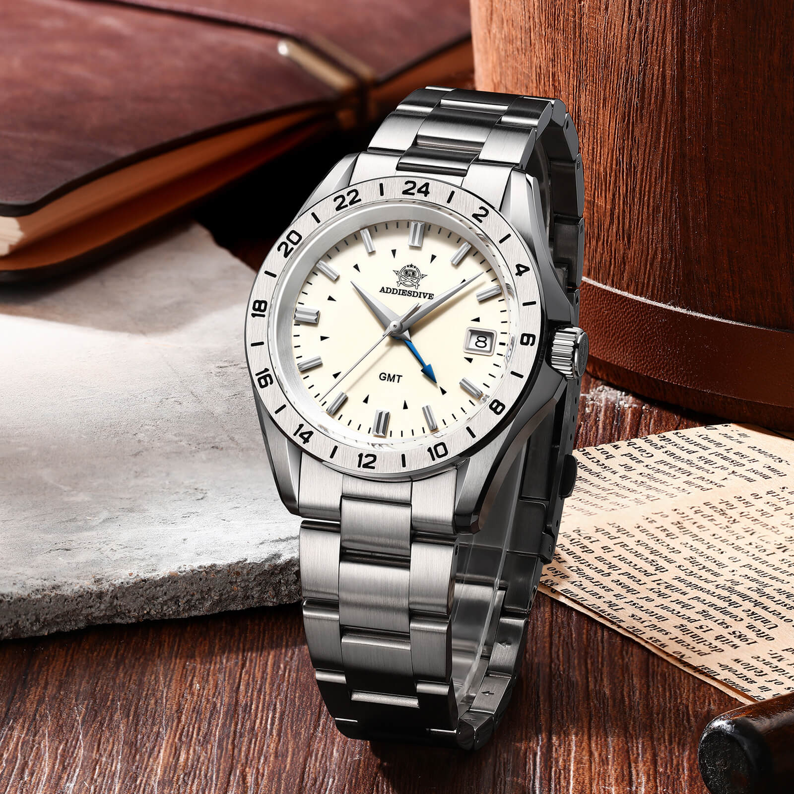U.S. Warehouse -ADDIESDIVE 38mm GMT Quartz Watch AD2063