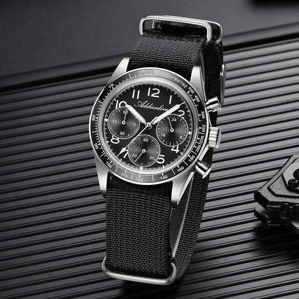 ☆Flash Sale☆ADDIESDIVE 37mm VK63 Triple-Register Chronograph