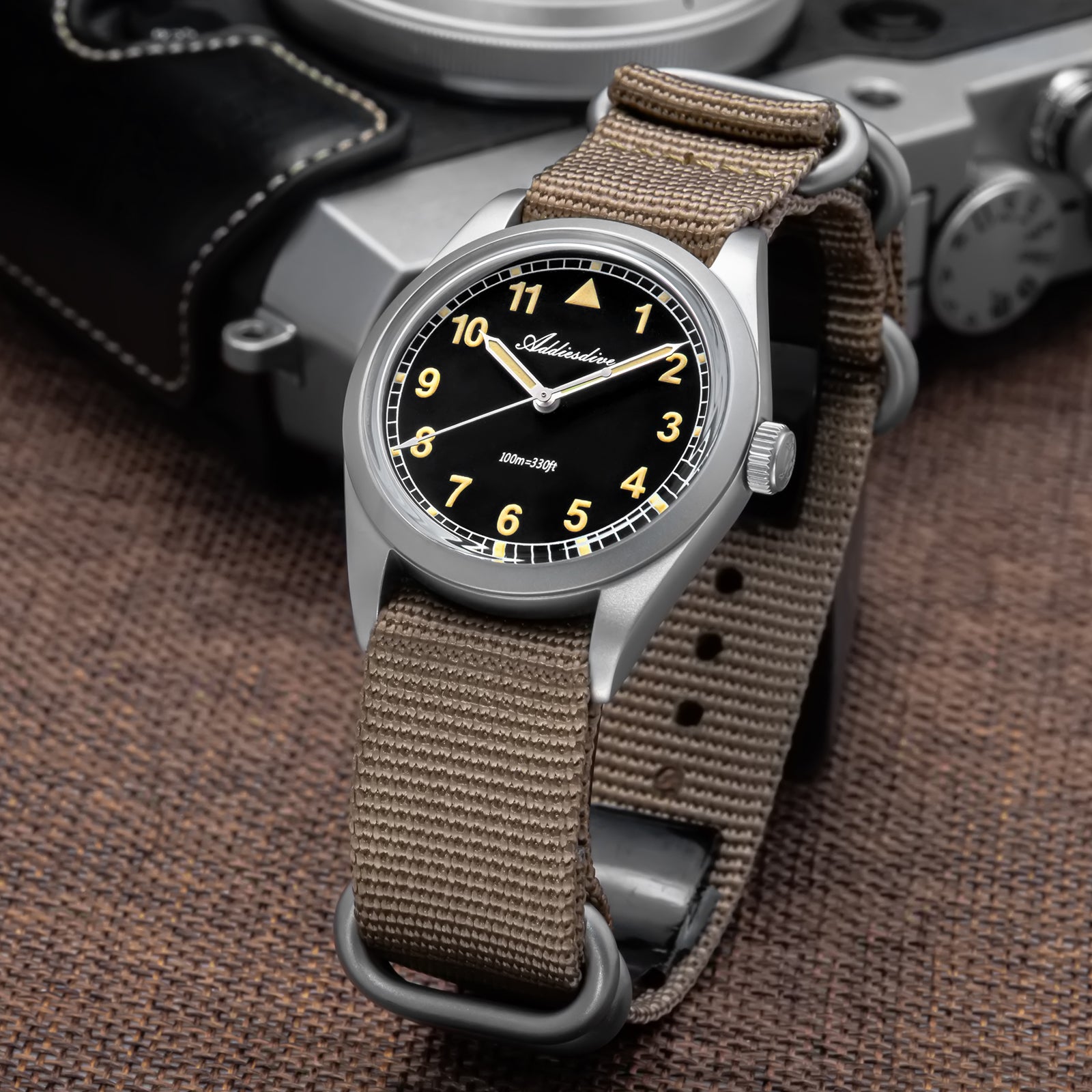 U.S. Warehouse -ADDIESDIVE 36mm VH31 Retro Pilot Field Watch AD2079