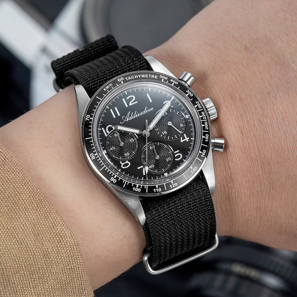 ☆Flash Sale☆ADDIESDIVE 37mm VK63 Triple-Register Chronograph
