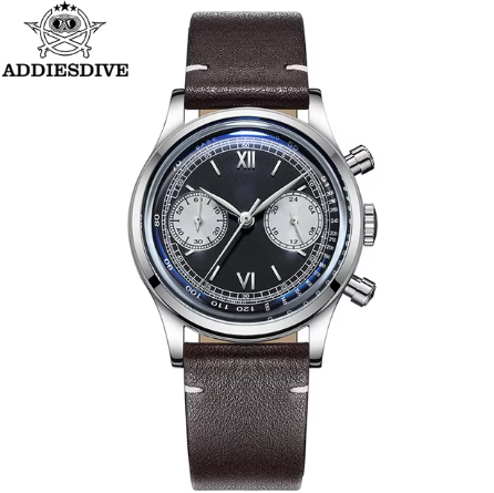 ★Weekly Deal★ADDIESDIVE Panda BB Chronograph Retro Men Watch 38mm Quartz Watch, AD2037