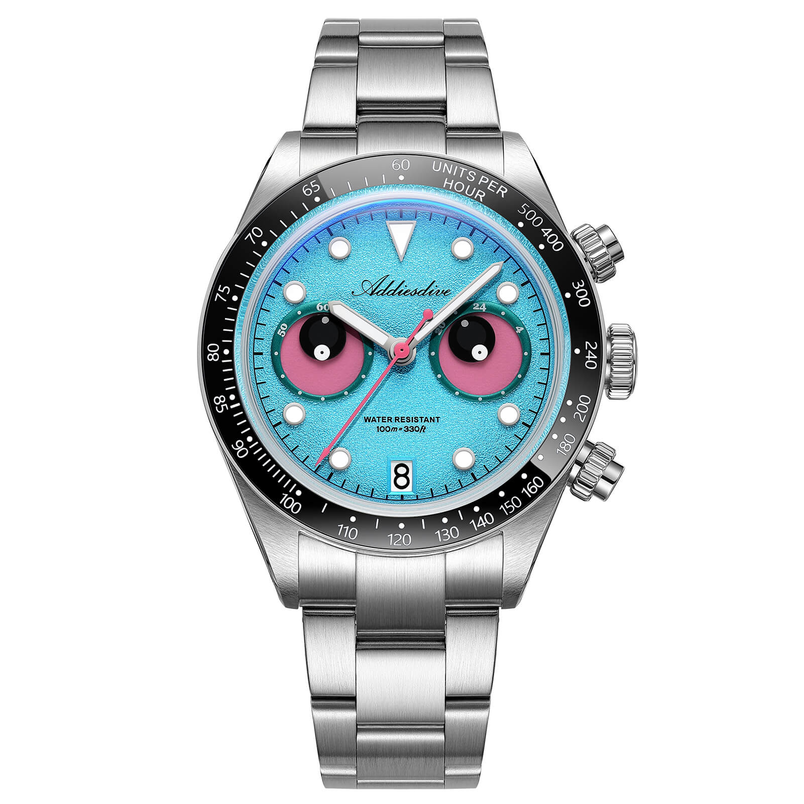 ADDIESDIVE 40mm VK64 Quartz Chronograph Eye Dial Watch AD2557