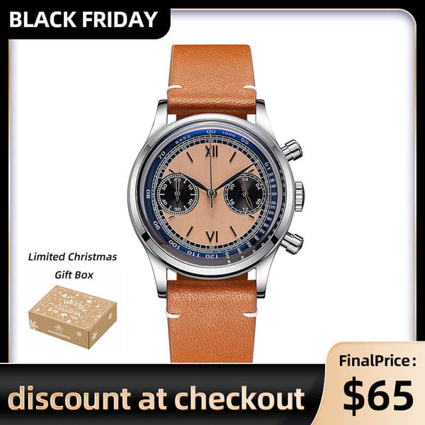 ★Black Friday★ADDIESDIVE Panda BB Chronograph Retro Men Watch 38mm Quartz Watch, AD2037