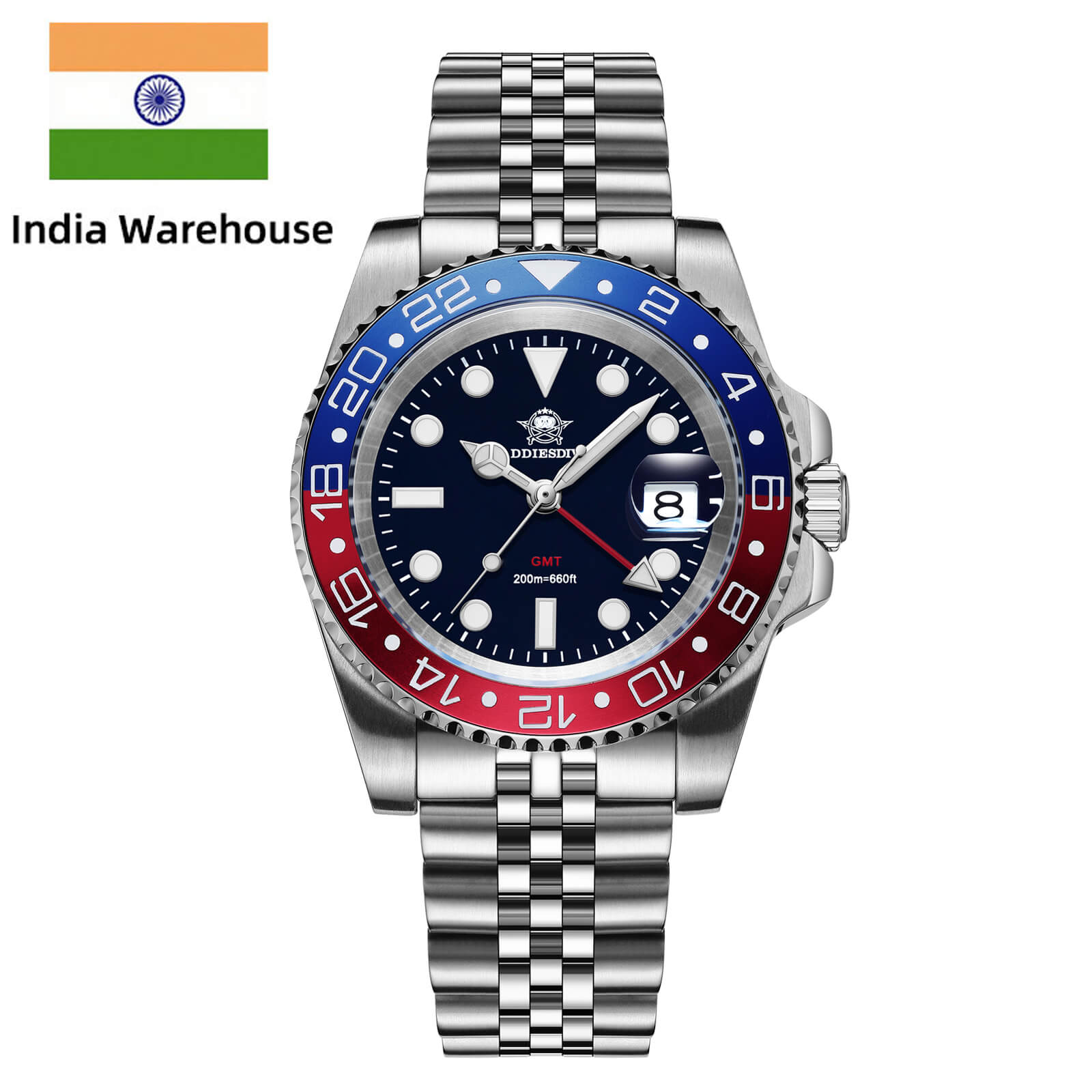 ★India Warehouse★ADDIESDIVE Water Ghost Luxury Dive Watch GMT Quartz Watch AD2050-with Calendar
